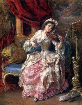 Une femme après midi musicale Eduardo Léon Garrido Peinture décoratif